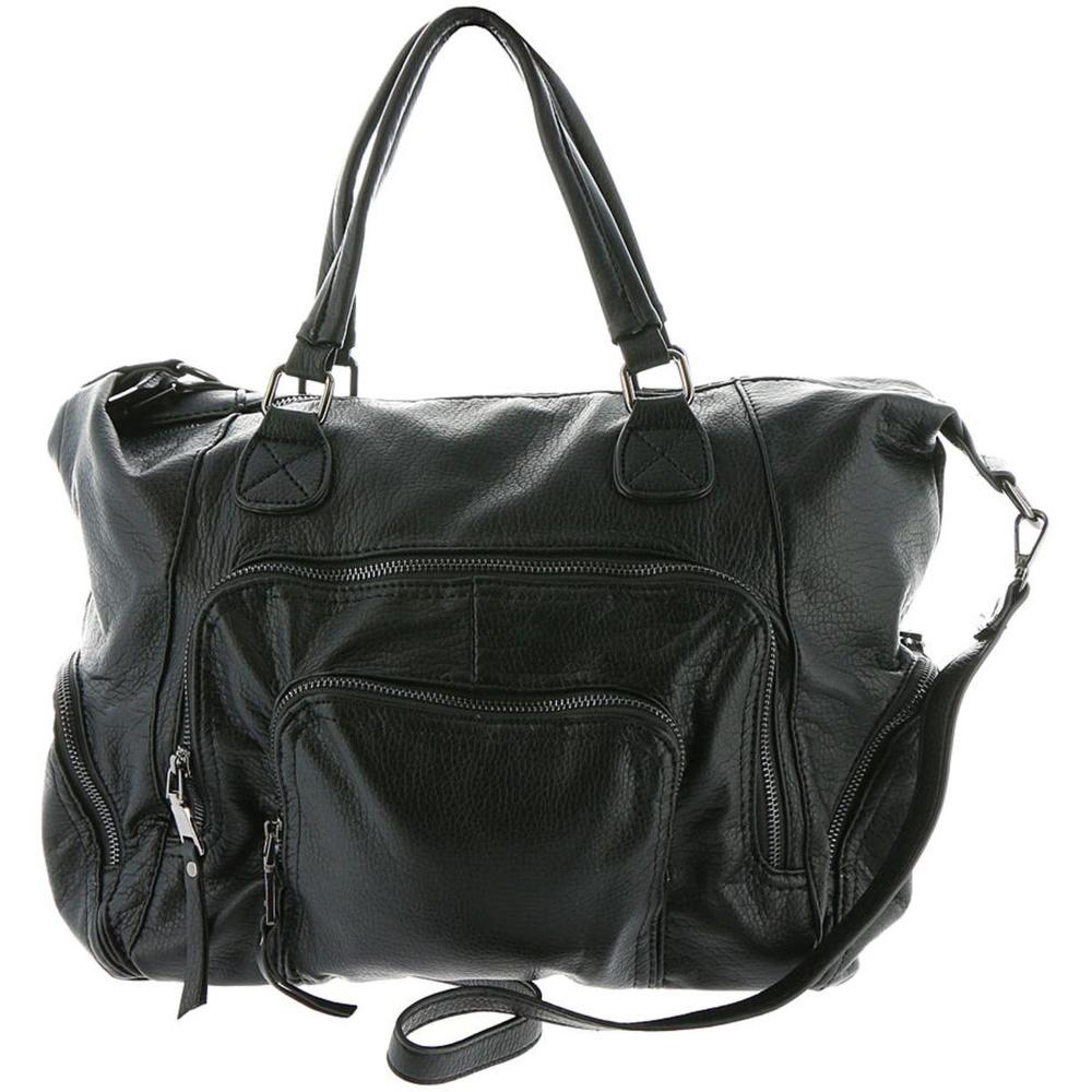 MMS Womens Glam On The Go Black Pebbled Crossbody Satchel Handbag Purse NWT